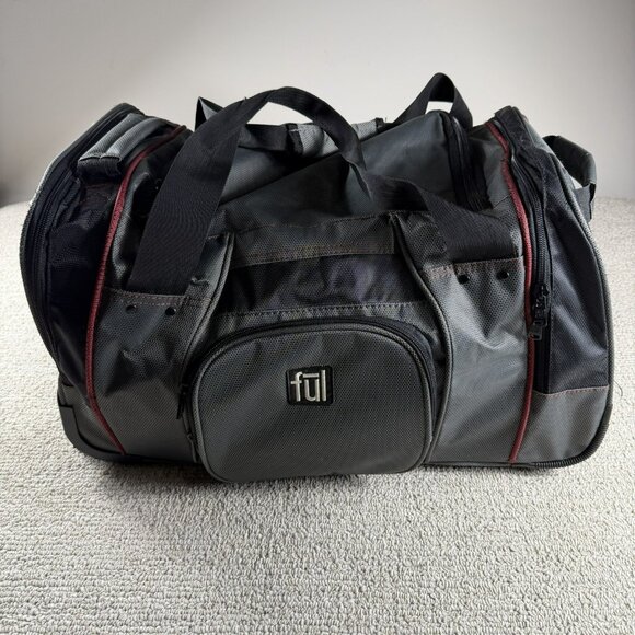 Ful Other - FUL 2 Wheel Carry On Rolling Duffle Bag Rolling Telescope Handle Gray Black